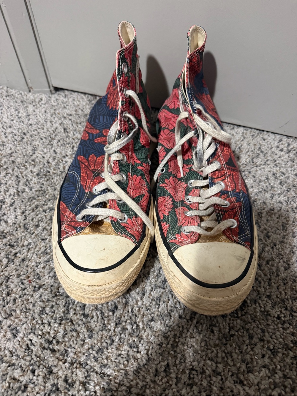 Converse High-Top Floral Sneakers - Red & Blue